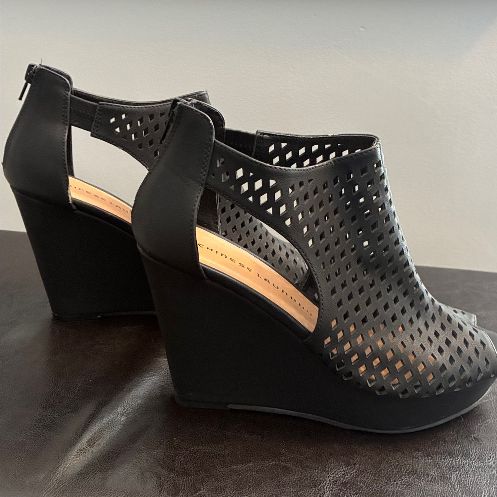 Elegant Black Peep-Toe Ankle Boots